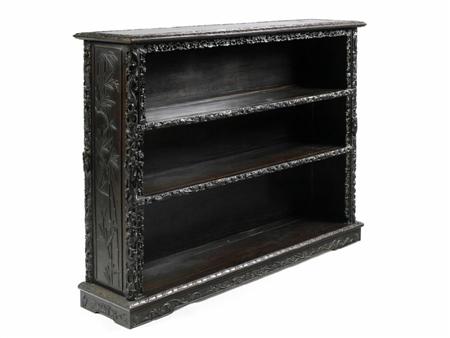 Appraisal: A late th century Chinese carved rosewood low open bookcase