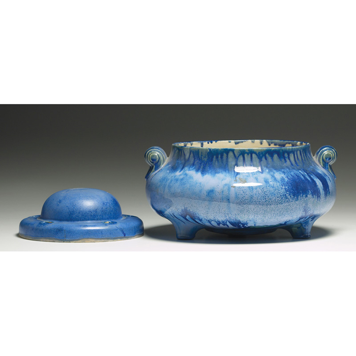 Appraisal: Fulper bowl and flower frog monumental shape covered in a