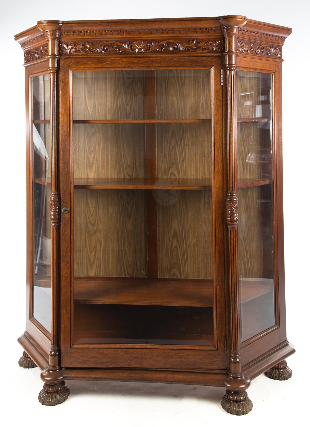 Appraisal: Late Victorian oak bookcase dental molded cornice with shell and