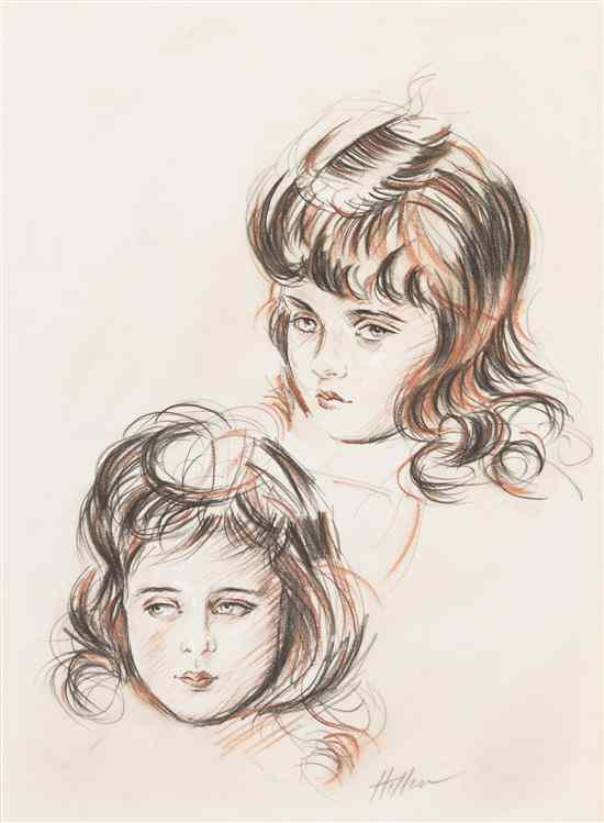 Appraisal: Paul Cesar Helleu French - Portrait of the Artist's Daughters