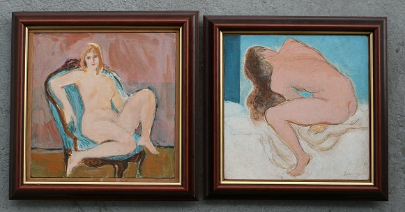 Appraisal: LYNN Nancy American th C Pair of Reclining Nudes OIL