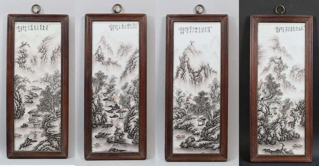 Appraisal: HAND PAINTED CHINESE PORCELAIN PLAQUES hand painted Chinese porcelain plaques