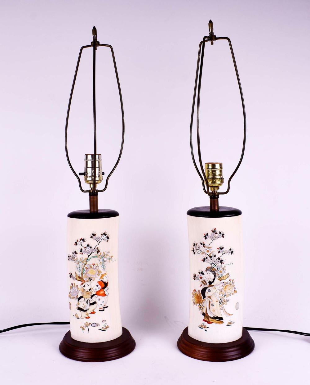 Appraisal: PAIR OF JAPANESE SHIBIYAMA VASES MOUNTED AS LAMPSMeiji Period Each