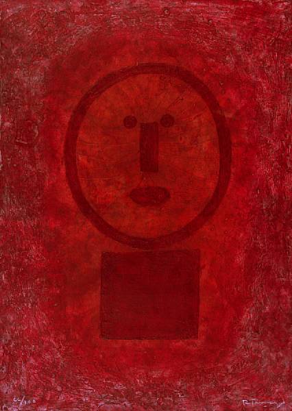 Appraisal: Rufino Tamayo Mexican - Cara en Rojo P Mixograph in