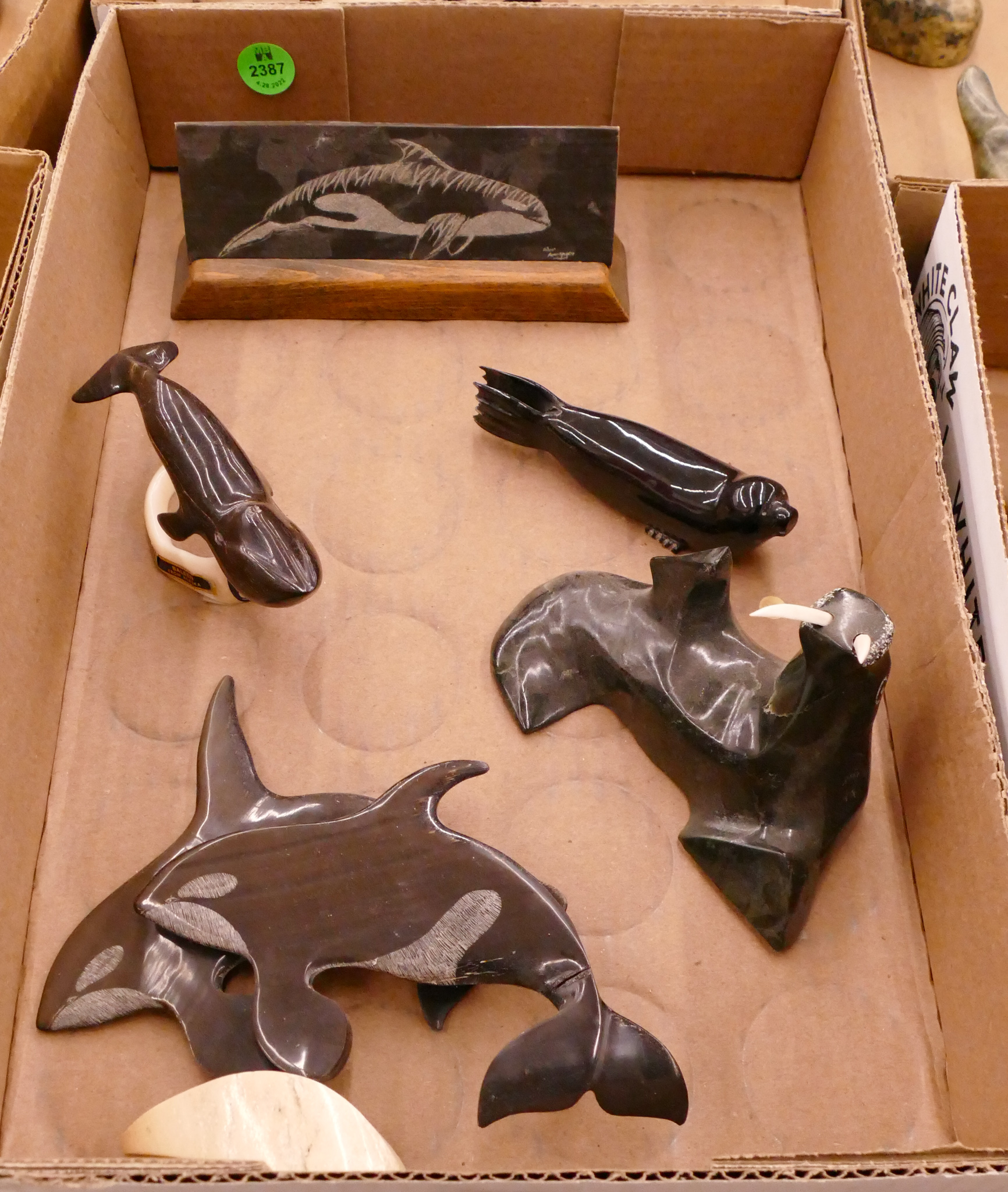 Appraisal: Box pc Alaska Baleen Soapstone Carvings- ''