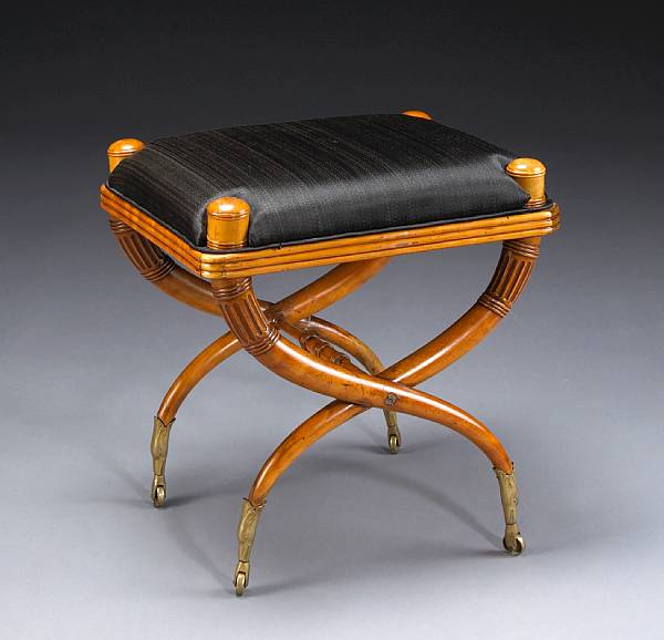 Appraisal: An Empire gilt bronze mounted fruitwood tabouret early th century