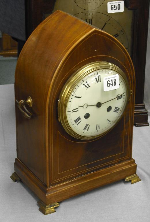 Appraisal: Mahogany two train mantel clock the Vincenti movement striking on