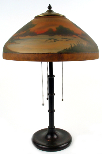 Appraisal: HANDEL TABLE LAMP the signed Handel bronze pedestal base having