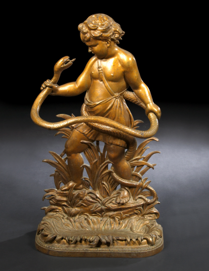 Appraisal: Victorian-Style Cast-Iron Umbrella Stand in the allegorical form of a