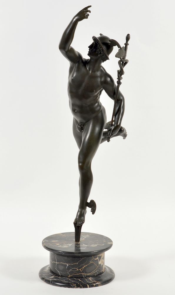 Appraisal: Mercury' Grand Tour Bronze on Marble Base Large patinated bronze