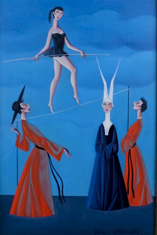 Appraisal: Carlo Canevari - Italian Surreal Painting Carlo Canevari - Italian