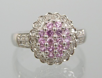 Appraisal: A Ladies' Pink Sapphire and Diamond Ring k white gold