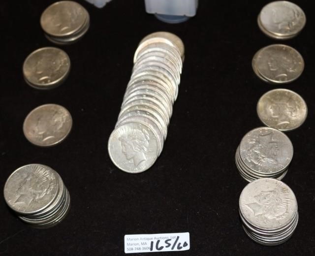 Appraisal: ROLLS OF PEACE SILVER DOLLAR COINS VARIOUSDATES FROM - INCLUDING