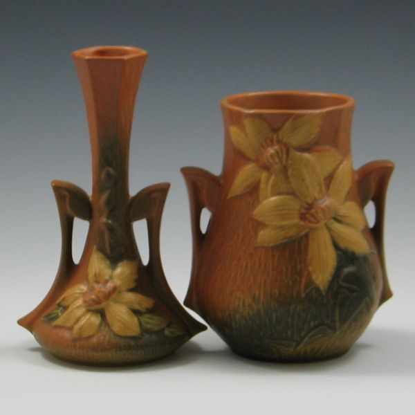 Appraisal: Roseville Clematis Bud Vase and Vase bud vase marked Roseville