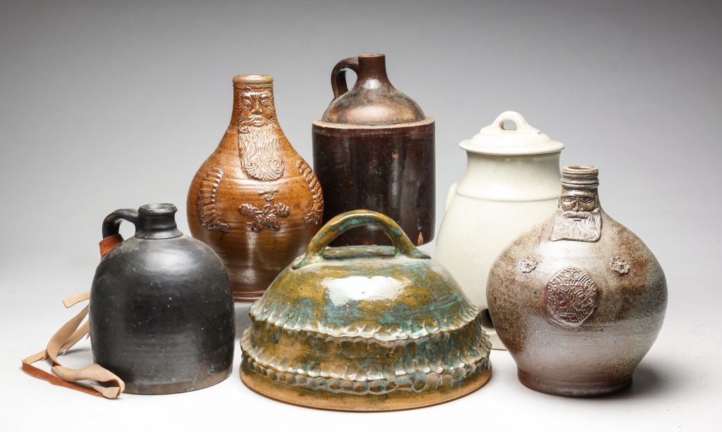 Appraisal: SIX AMERICAN POTTERY AND STONEWARE PIECES Late th-late th century