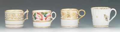 Appraisal: Four Different English Porcelain Coffee Cans Including a New Hall