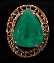 Appraisal: A Ladies Natural Emerald Ring A pear-cut natural emerald prong