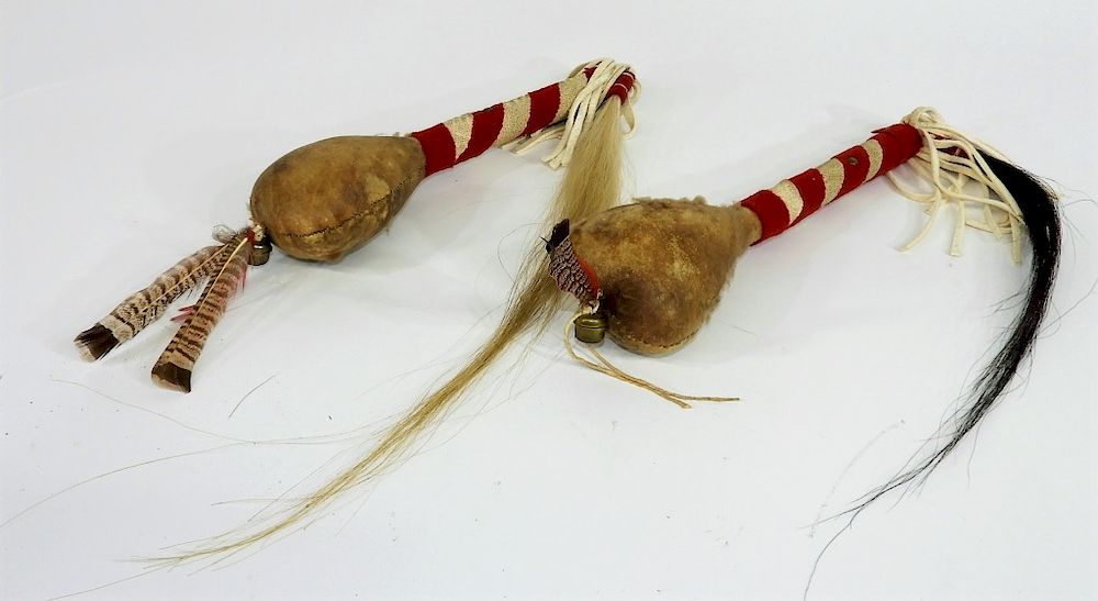 Appraisal: PR C Native American Indian Ceremonial Rattles United States th