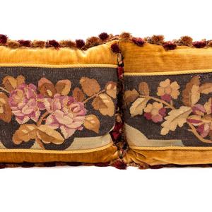 Appraisal: A Pair of Aubusson Tapestry Upholstered Pillows Width inches