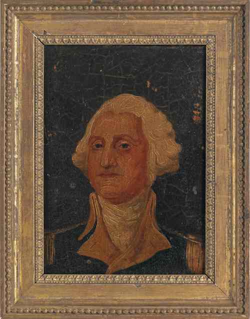 Appraisal: American oil on board bust length portrait of George Washington