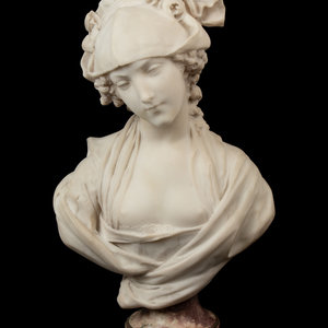 Appraisal: French th Century Bust of a Young Woman marble signed