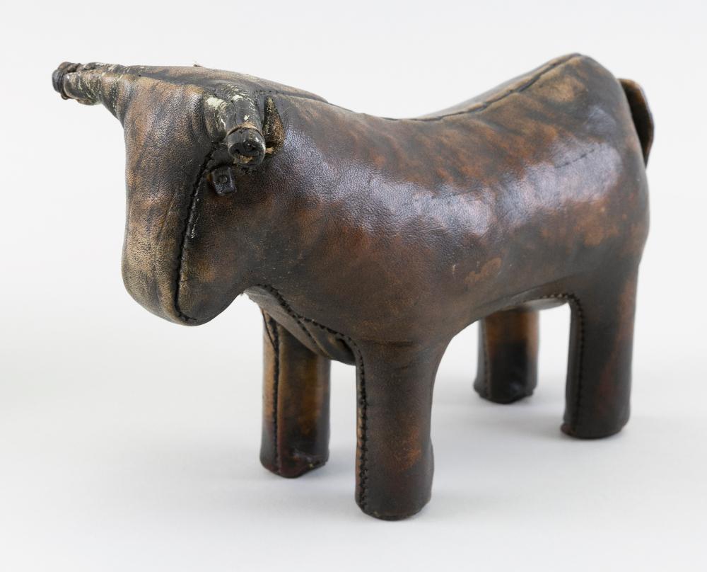 Appraisal: ABERCROMBIE FITCH LEATHER BULL-FORM PAPERWEIGHT TH CENTURY HEIGHT LENGTH ABERCROMBIE