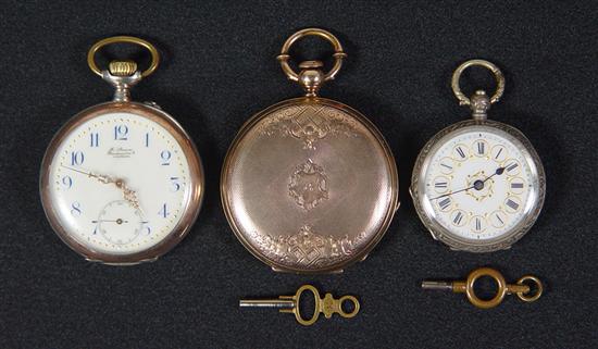 Appraisal: Three Pocket Watches Circa Three porcelain-faced pocket watches One ladies