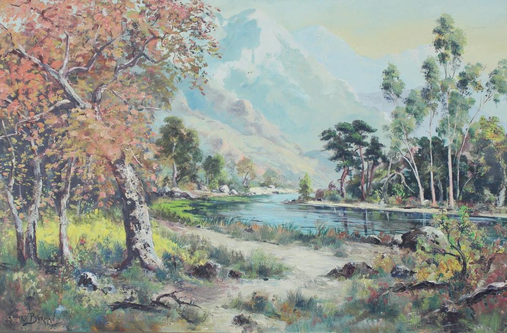 Appraisal: LEONARD BORMAN California Oregon - oil on board river landscape