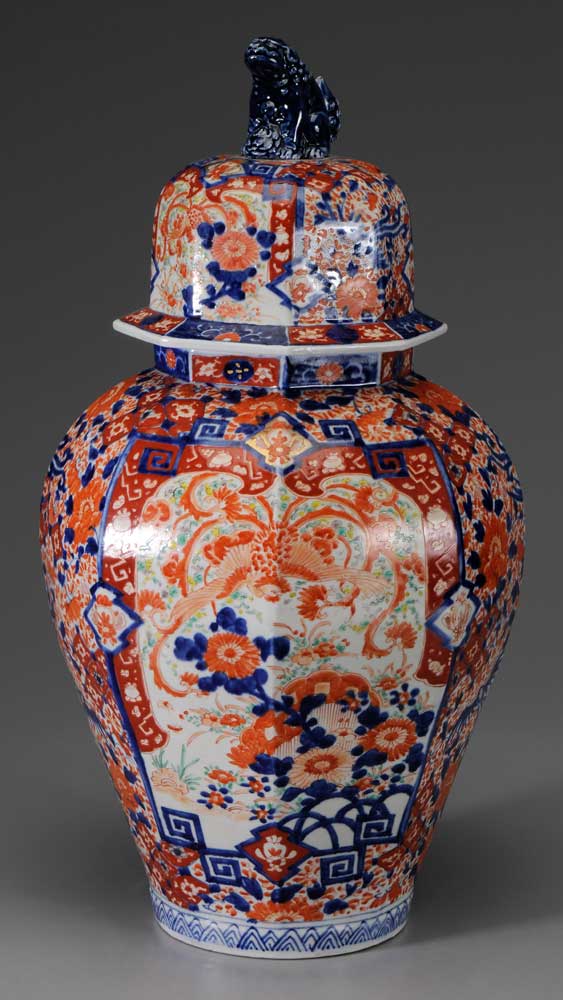 Appraisal: Imari Lidded Vase Japanese late th early th century octagonal