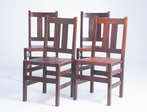 Appraisal: L J G STICKLEY Set of four dining chairs with