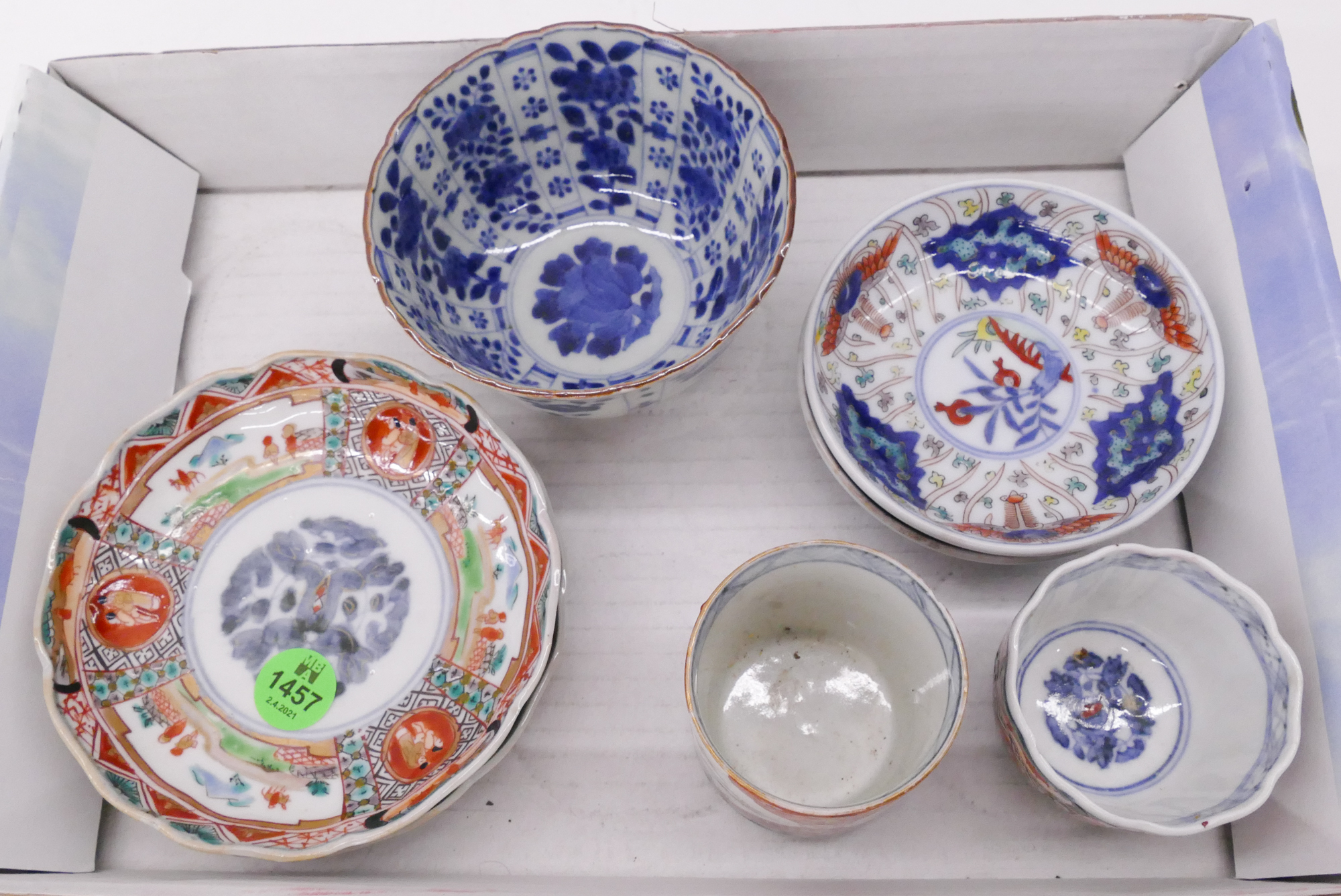 Appraisal: Box Old Japanese Imari Cups Etc