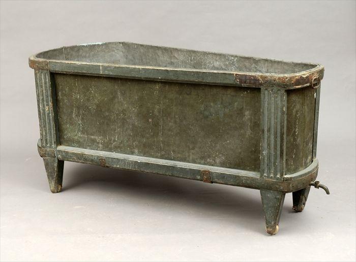 Appraisal: Louis XVI-Style Painted Wood and Zinc Bath Tub x in