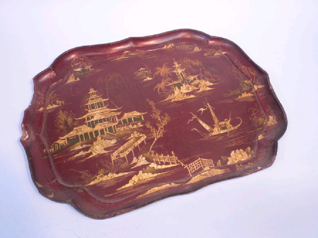 Appraisal: A thC papier mache tray by Jennens Bettridge of London