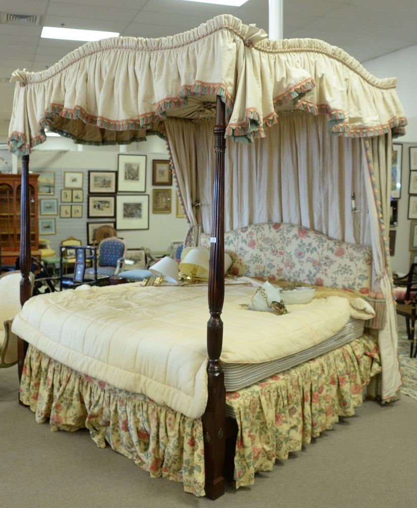 Appraisal: Custom Made King Size Canopy Bed with Bennison upholstery and