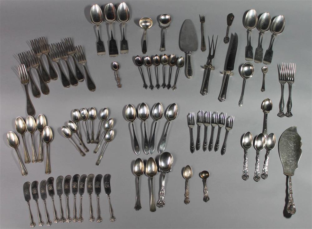 Appraisal: GROUP OF MISCELLANEOUS SILVER FLATWARE including Gorham Old French teaspoons