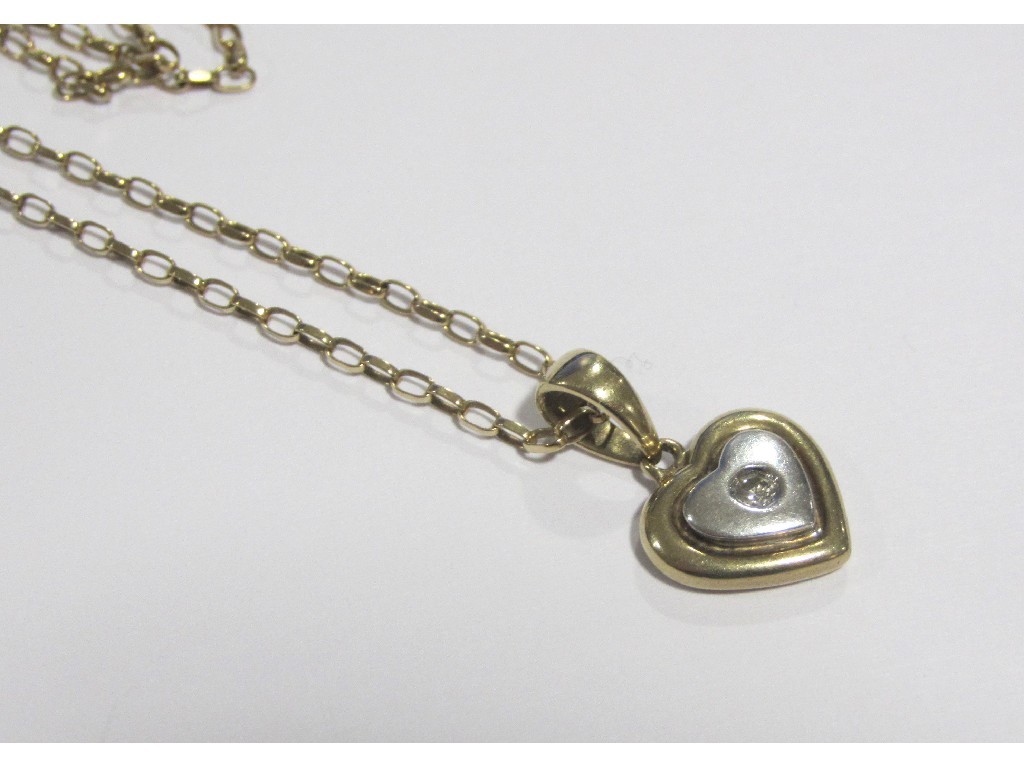 Appraisal: Nine carat gold diamond set heart shaped pendant on ct