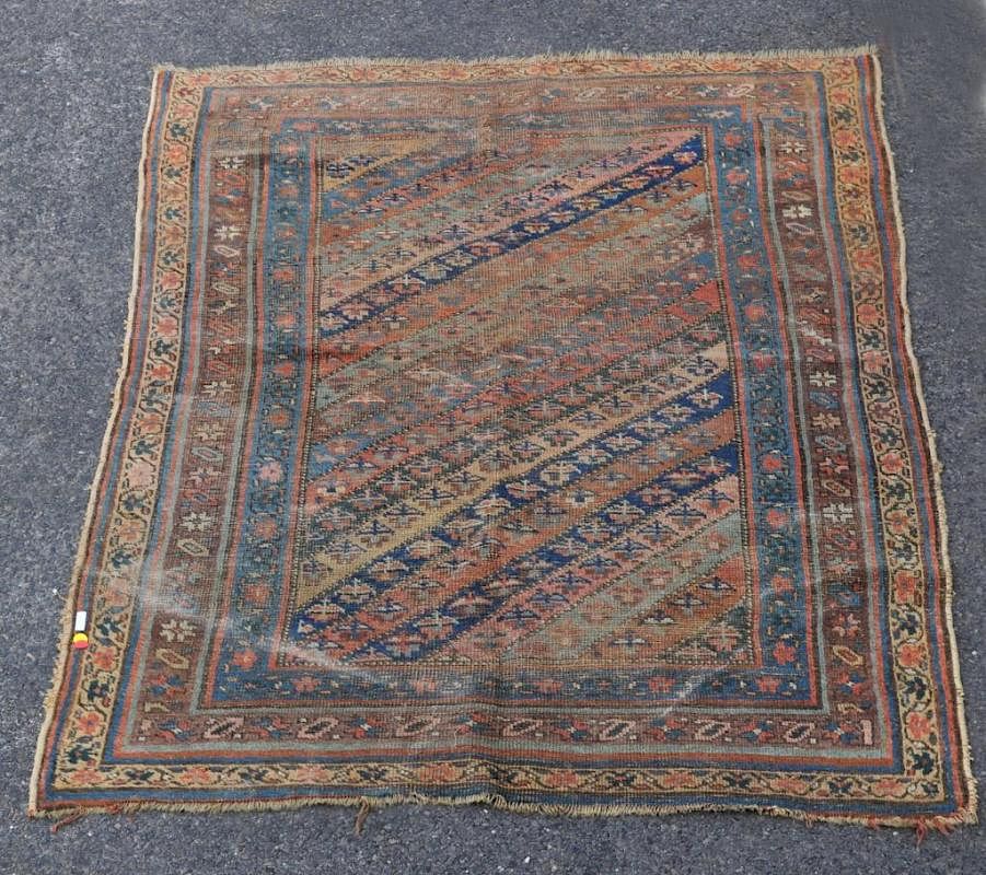 Appraisal: Caucasian Rug Caucasdian rug Pile wear loss end losses holes