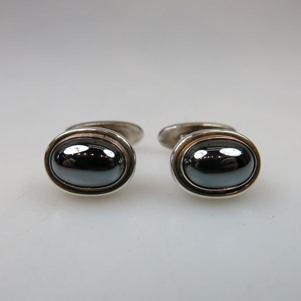 Appraisal: Pair Of Georg Jensen Danish Sterling Silver Cufflinks set with