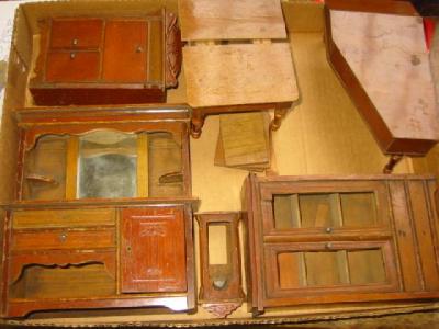 Appraisal: Six items of wooden dolls' house furniture P