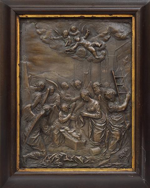 Appraisal: A TH CENTURY EMBOSSED BRASS WALL PLAQUE DEPICTING A BIBLICAL