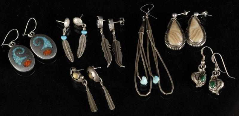 Appraisal: Lot of Native American Indian Earring Pairs Description Includes seven