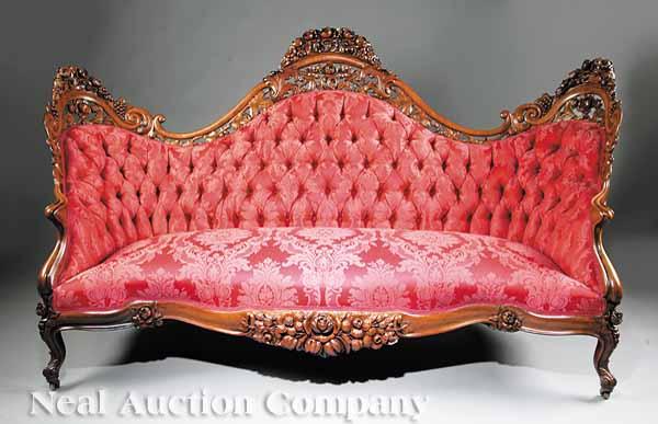 Appraisal: A Fine American Rococo Carved and Laminated Rosewood Sofa mid-