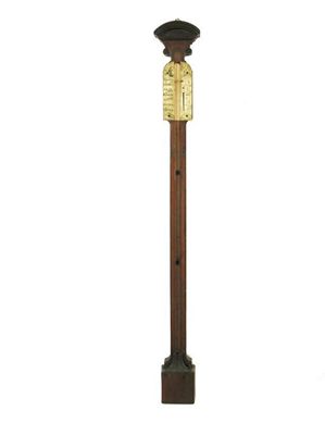 Appraisal: A th century mahogany stick barometer with an arched pediment