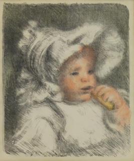 Appraisal: RENOIR Pierre August Color Lithograph L'Enfant GAUGIN Paul Etching Portrait