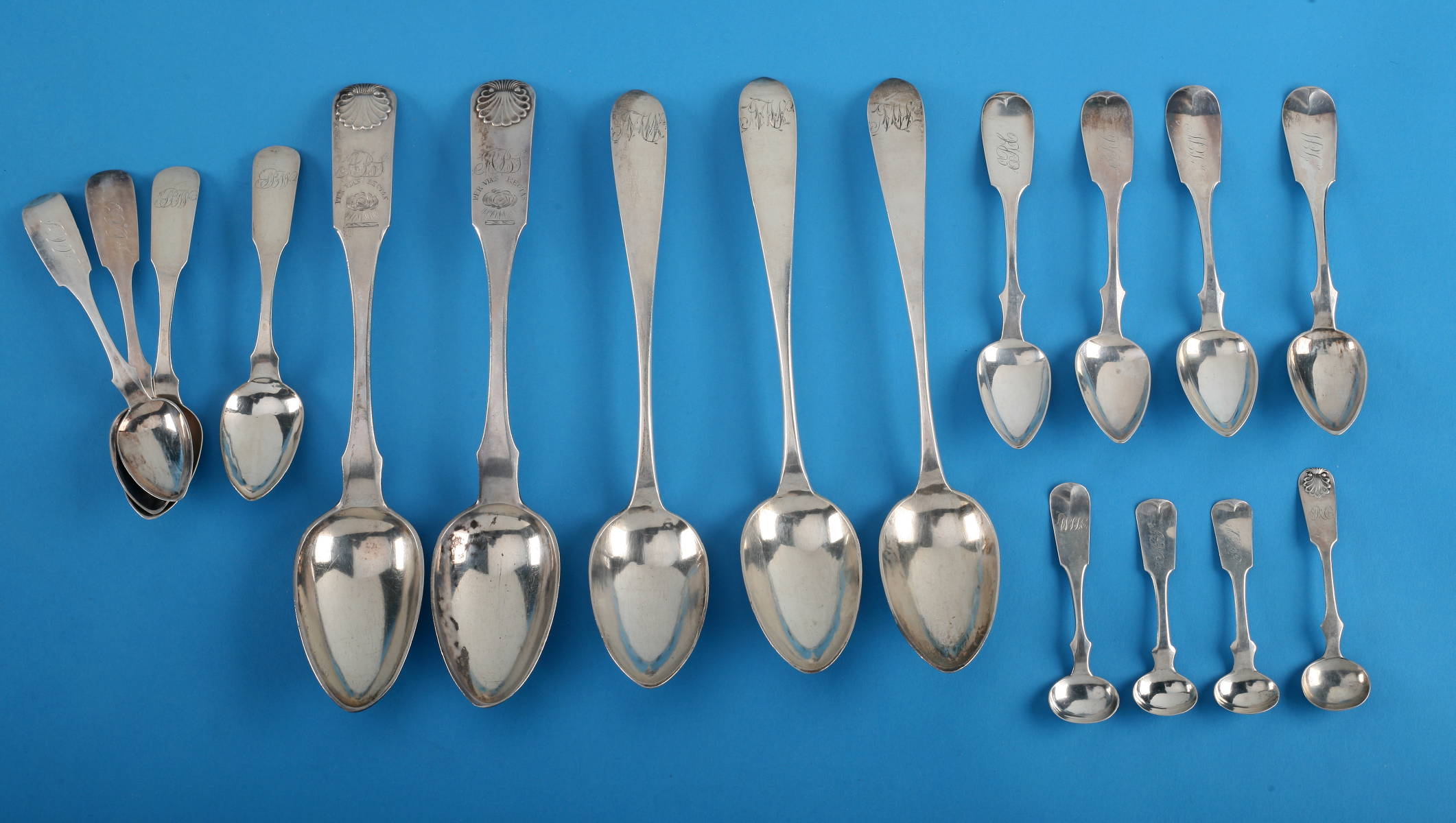 Appraisal: PAIR OF PHILADELPHIA SILVER DRESSING SPOONS EDWARD LOWNES CIRCA -