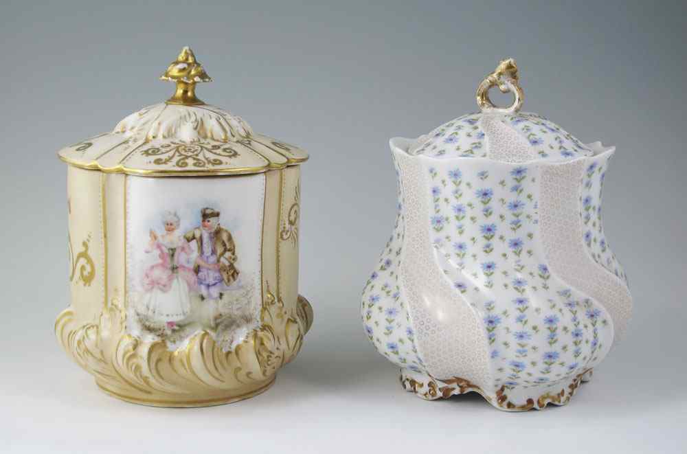 Appraisal: FRENCH LIMOGES PORCELAIN BISCUIT JARS Bawo Dotter Ca - Charles