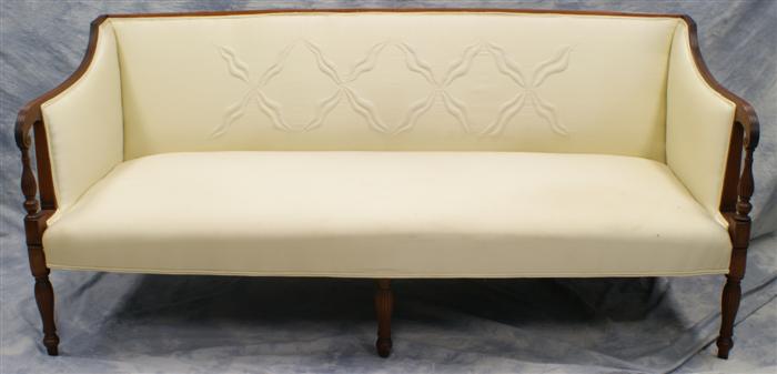 Appraisal: Mahogany Philadelphia Sheraton sofa reeded crest rail arms arm posts