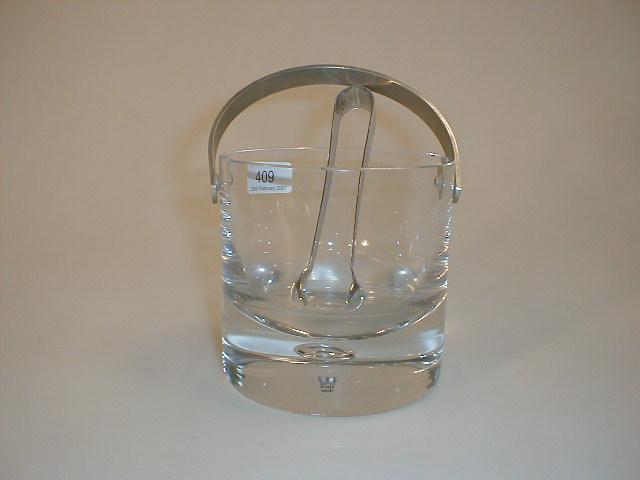 Appraisal: A Kosta heavy based ice bucket white metal handle and