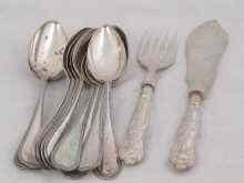 Appraisal: A mixed lot comprising eleven German silver dessert spoons of