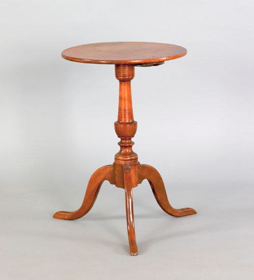 Appraisal: Curly maple candlestand th c h w